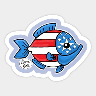 USA holiday 4th. of July freedom fish Fritts Cartoons Sticker